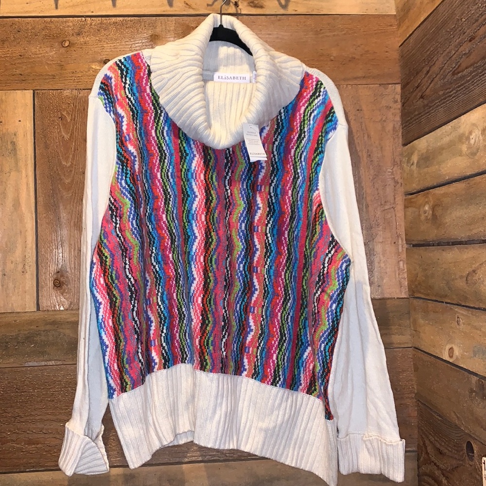 NWT! Elizabeth colorful wool angora blend cowlneck